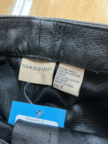 Massini Genuine Leather Straight Leg Pants Black Size 8