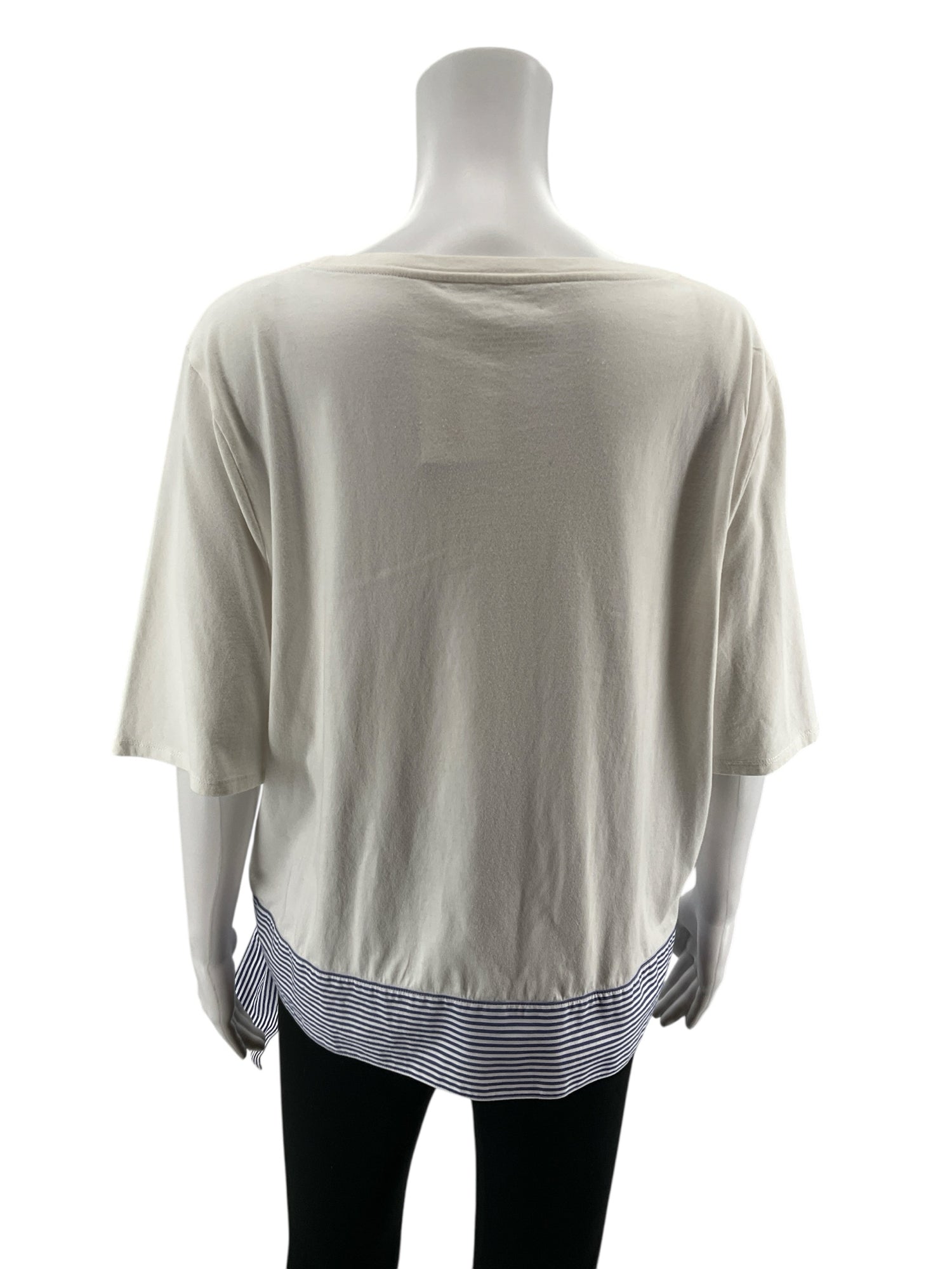 Talbots Size XL white/blue Stripe Pre-Owned Ladies Casual Top - Downstairs