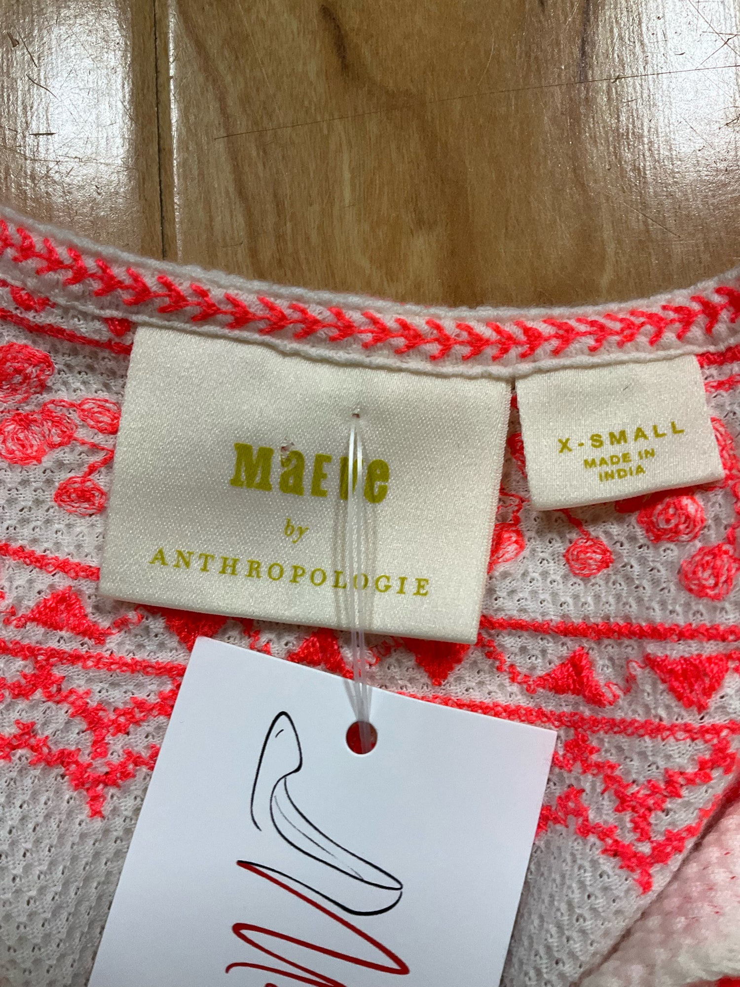 Maeve by Anthropologie Adelina Embroidered Peasant Top XS Boho Cotton Blouse