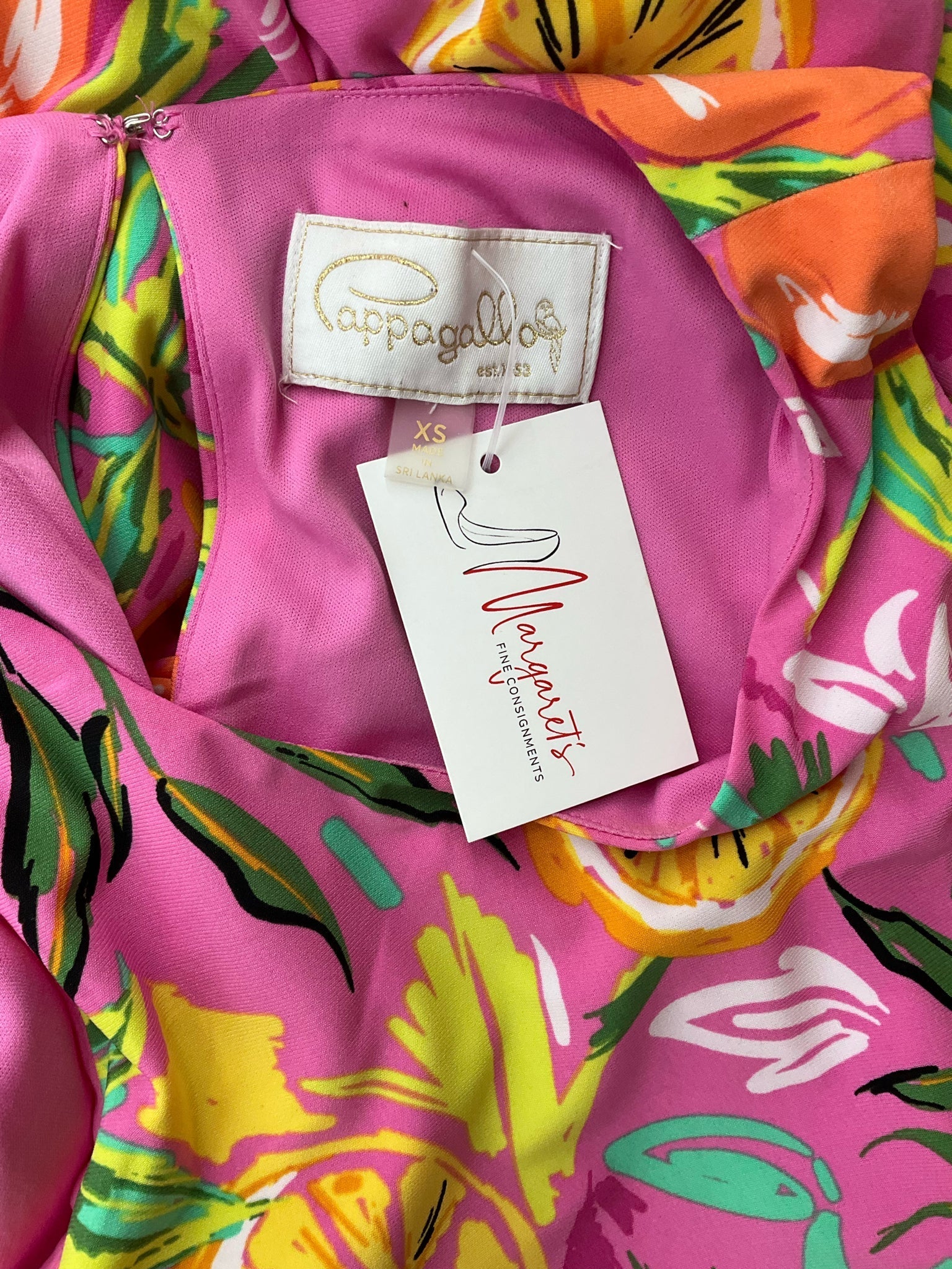 Cappagallo Pink/Green/Orange Fruit Pre-Owned Ladies Dress - Size XS - Margaret’s Fine Consignment