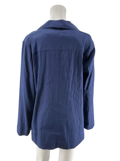 Lilly Pulitzer Kenna Tunic Top Navy Gold Embellished V-Neck Linen Blend Size L - Downstairs