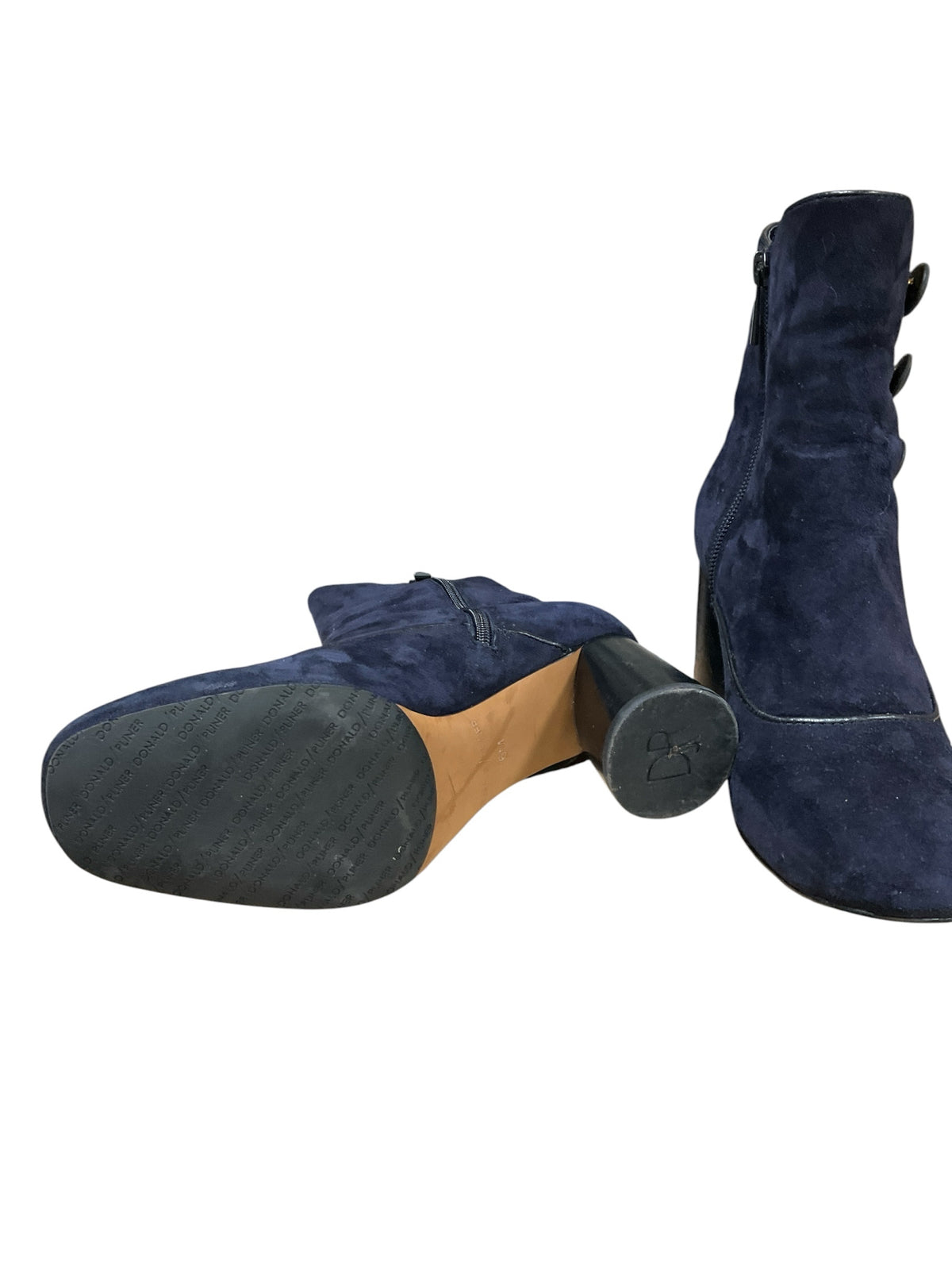 Donald J Pliner Breva Navy Suede Button Ankle Boots Size 9 M
