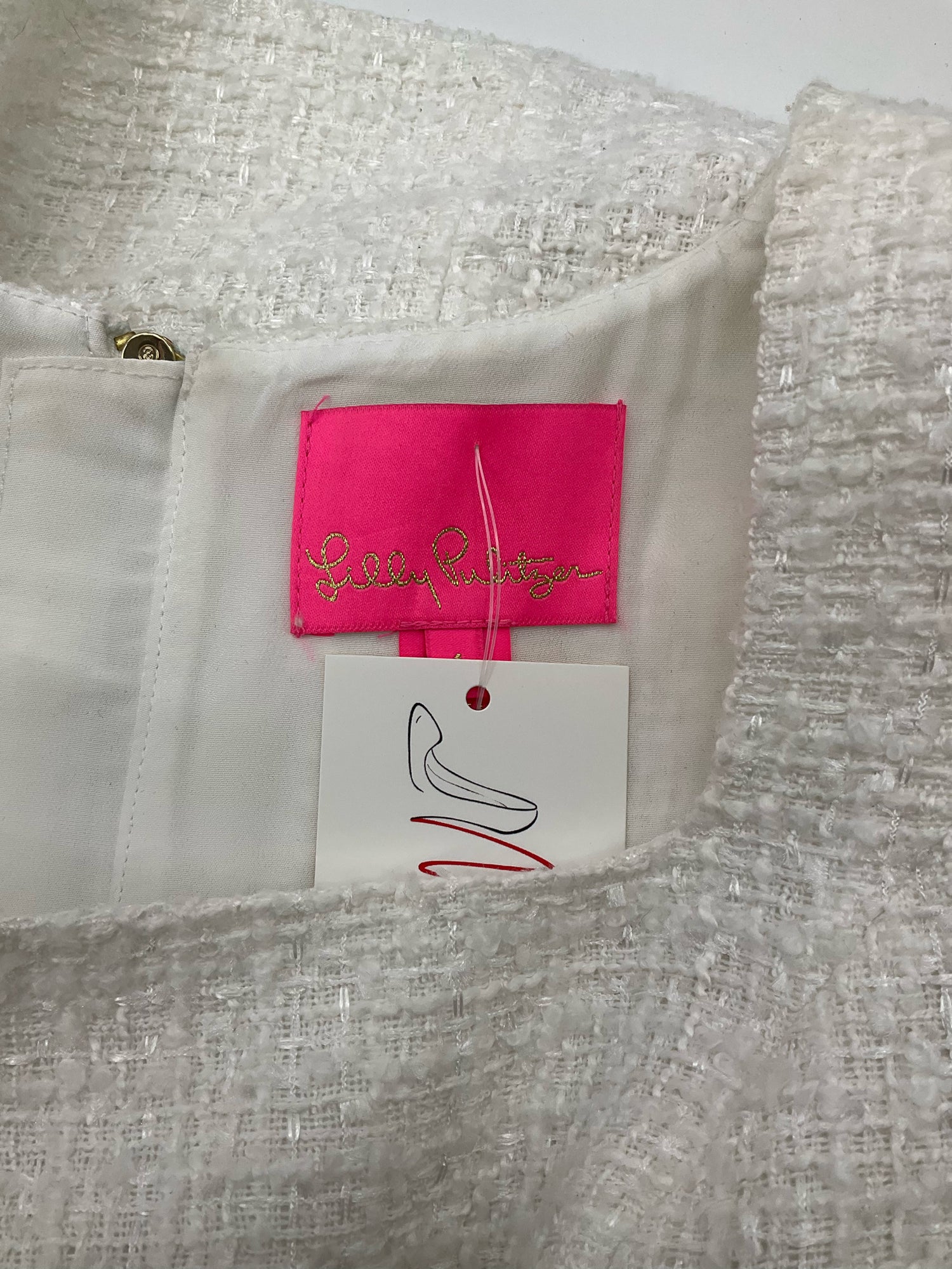 Lilly Pulitzer White Tweed Pre-Owned Ladies Dress - Size 4