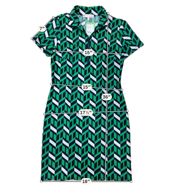 Jude Connally Chevron Sport Polo Dress Green Navy White Size Small