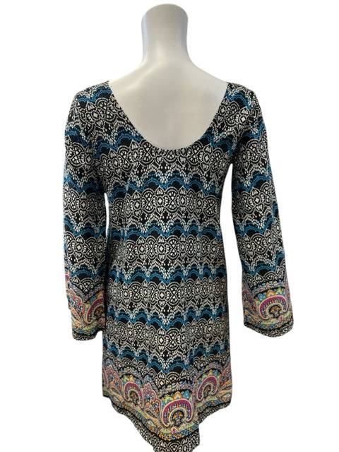 Derek Heart Black/Blue Print Ladies Pre-Owned Dress - Size Small - Margaret’s Fine Consignment