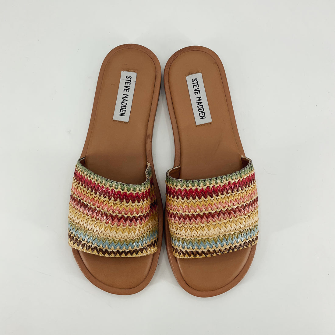 Steve Madden Multi Color Straw Pre-Owned Ladies Sandals - Size 7.5