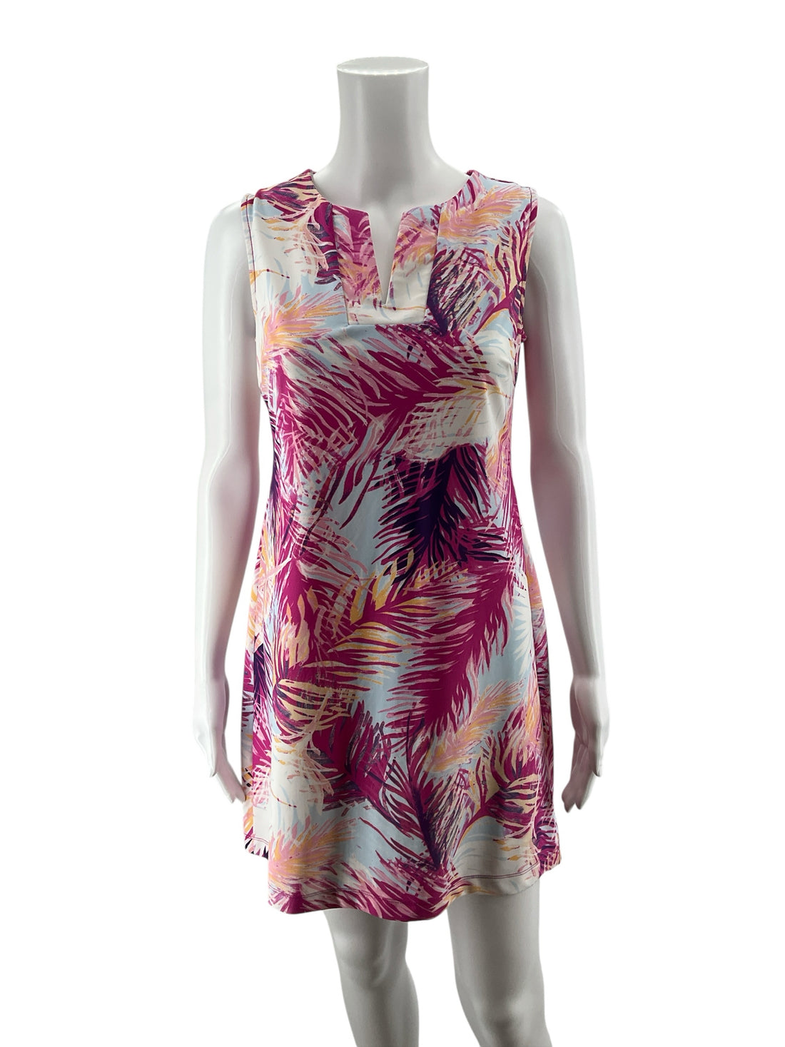 Aryeh Tropical Palm Leaf Print Sleeveless Shift Dress Size Small