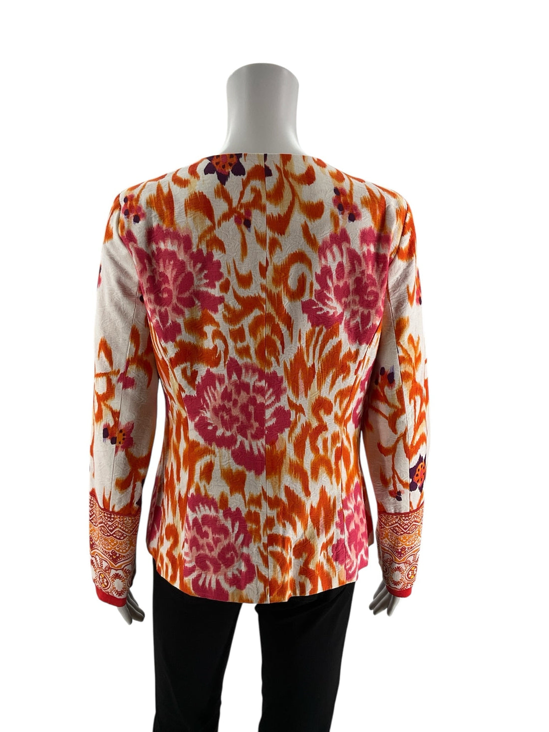 Indikka Orange/Multi Print Pre-Owned Ladies Jacket- Size Small - Margaret’s Fine Consignment