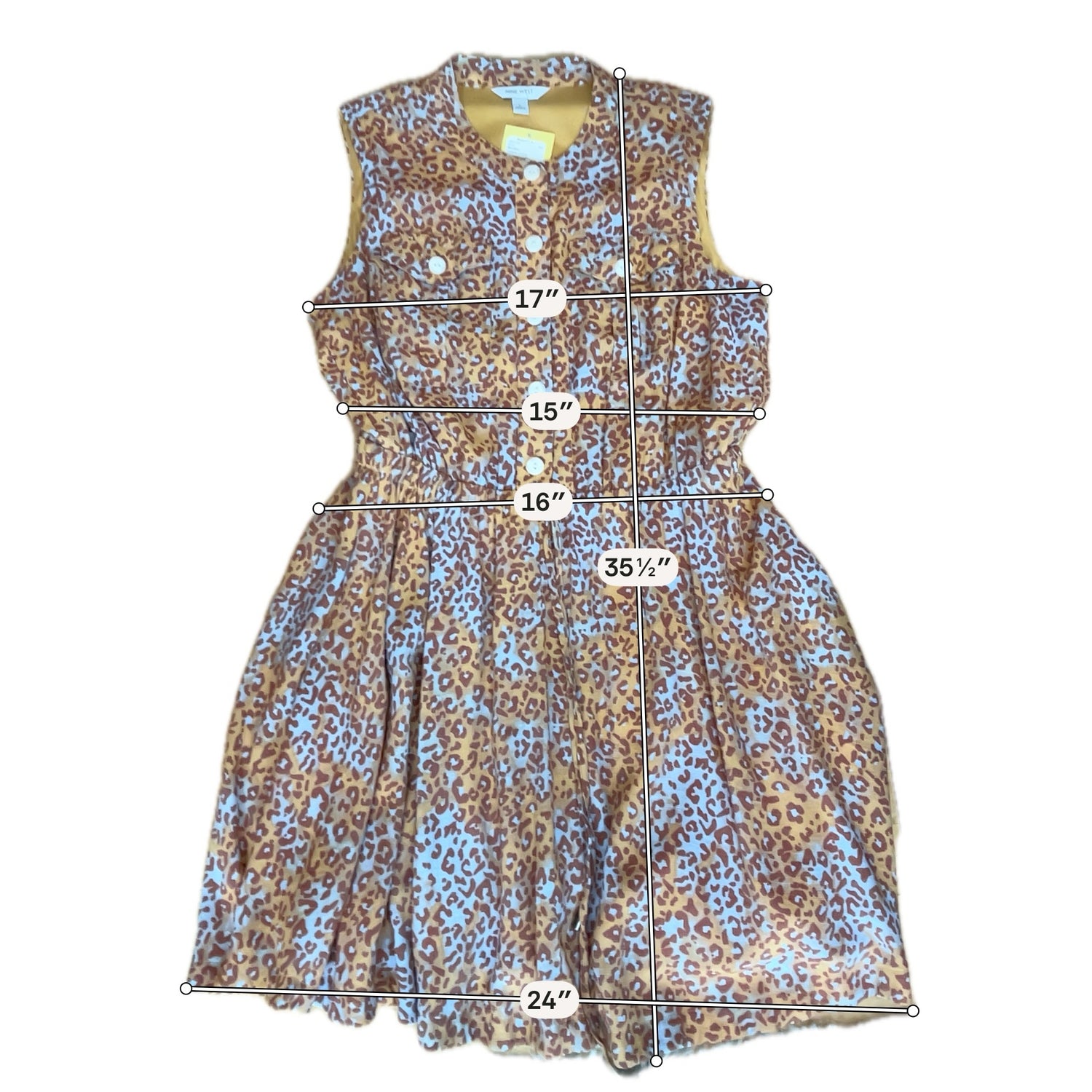 Nine West Animal Print Sleeveless Shirtdress Tie Waist Rust Blue | Size Large