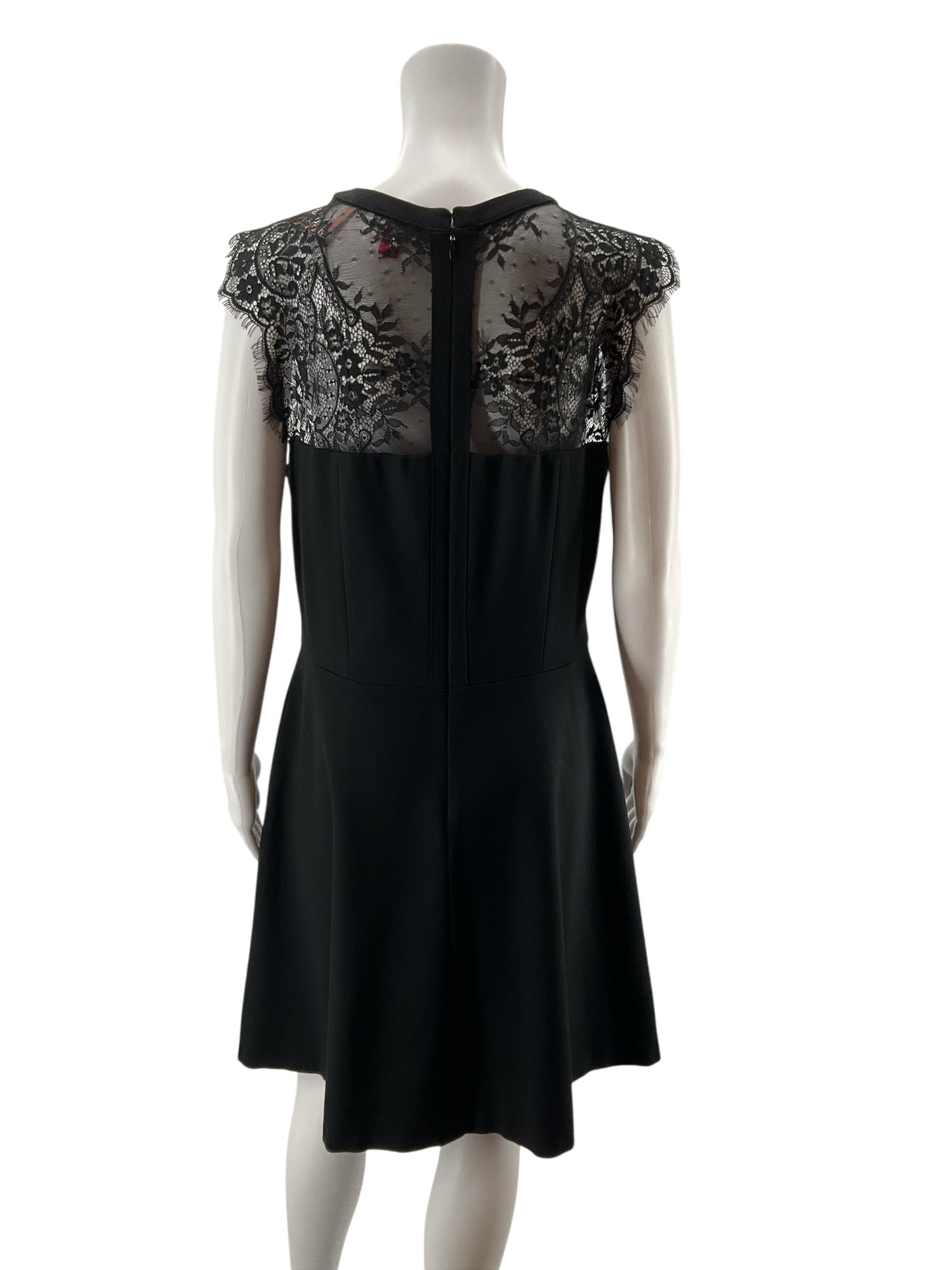 Vince Camuto Black Lace Yoke Sleeveless Cocktail Dress Size 12