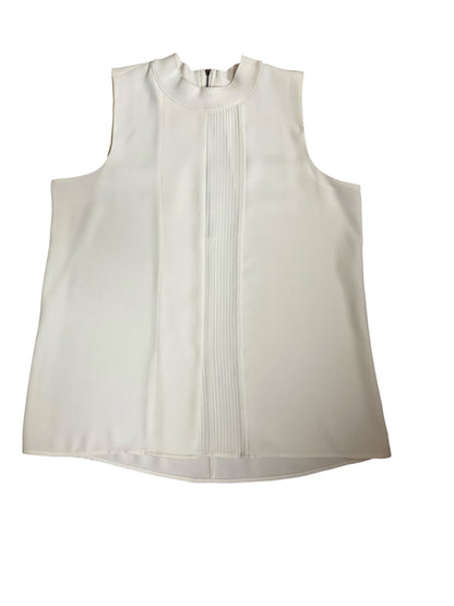 Alfani Pintuck Mock Neck Sleeveless Blouse Cream Top Size 8 - ONLINE ONLY