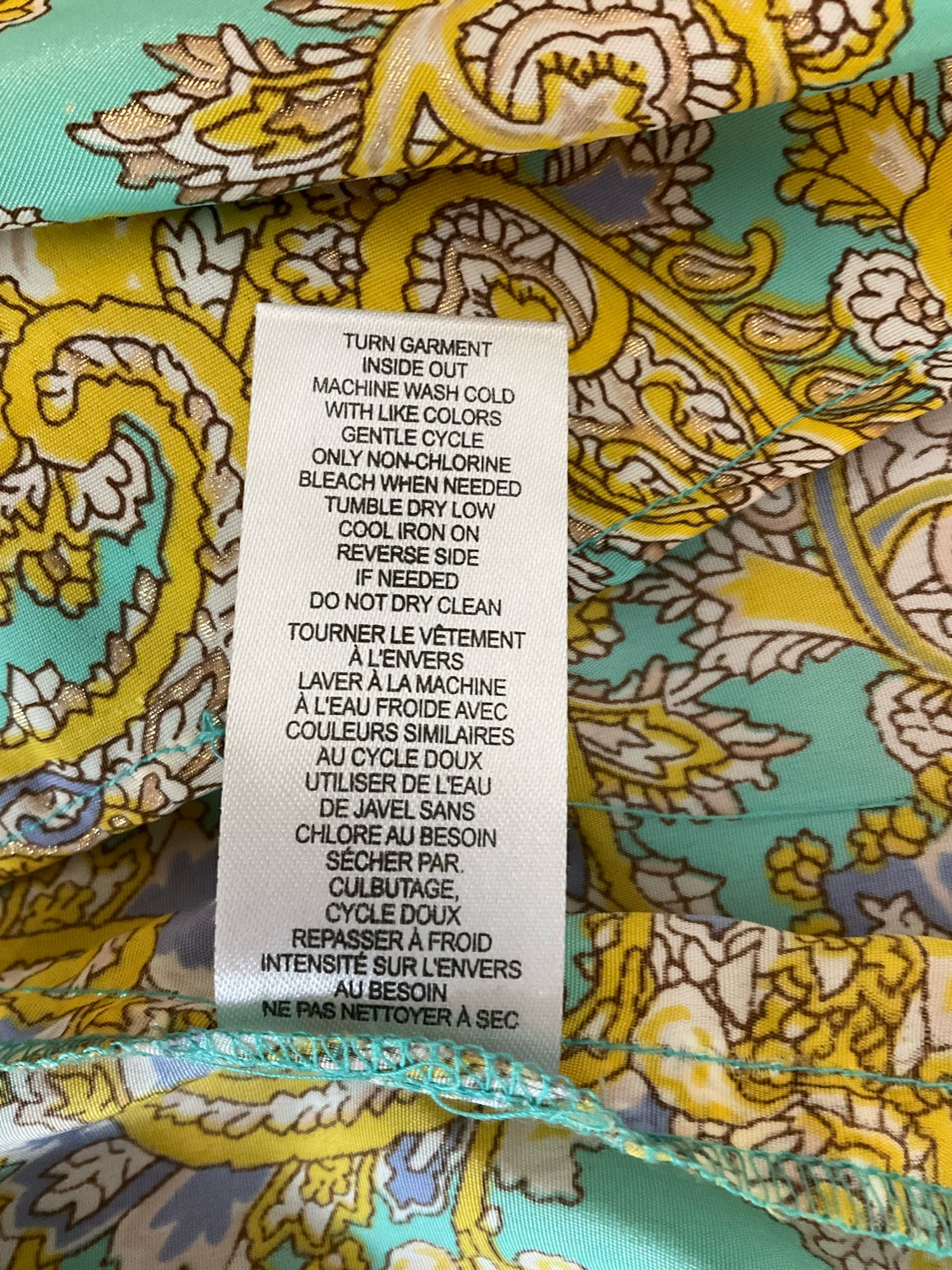 Chelsea &amp; Theodore Green Yellow Paisley 2-Piece Maxi Skirt Set Size Large