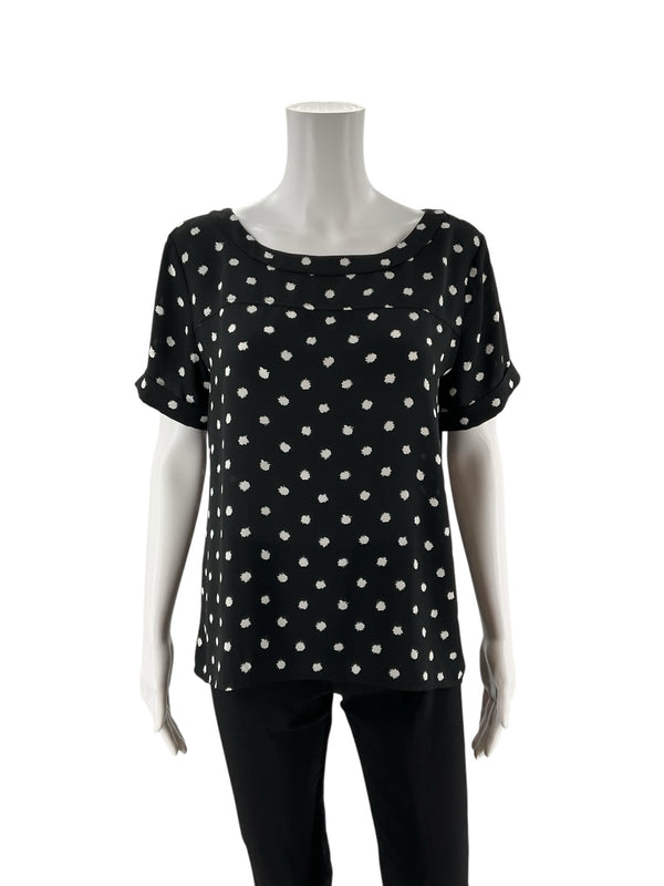 Loft Black/White Polka Dot Pre-Owned Ladies Top - Size Small
