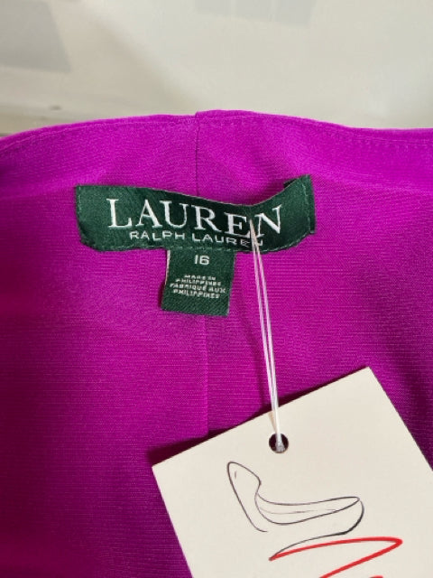 Lauren Ralph Lauren Fuchsia Cowl Neck Ruched Sheath Dress Size 16