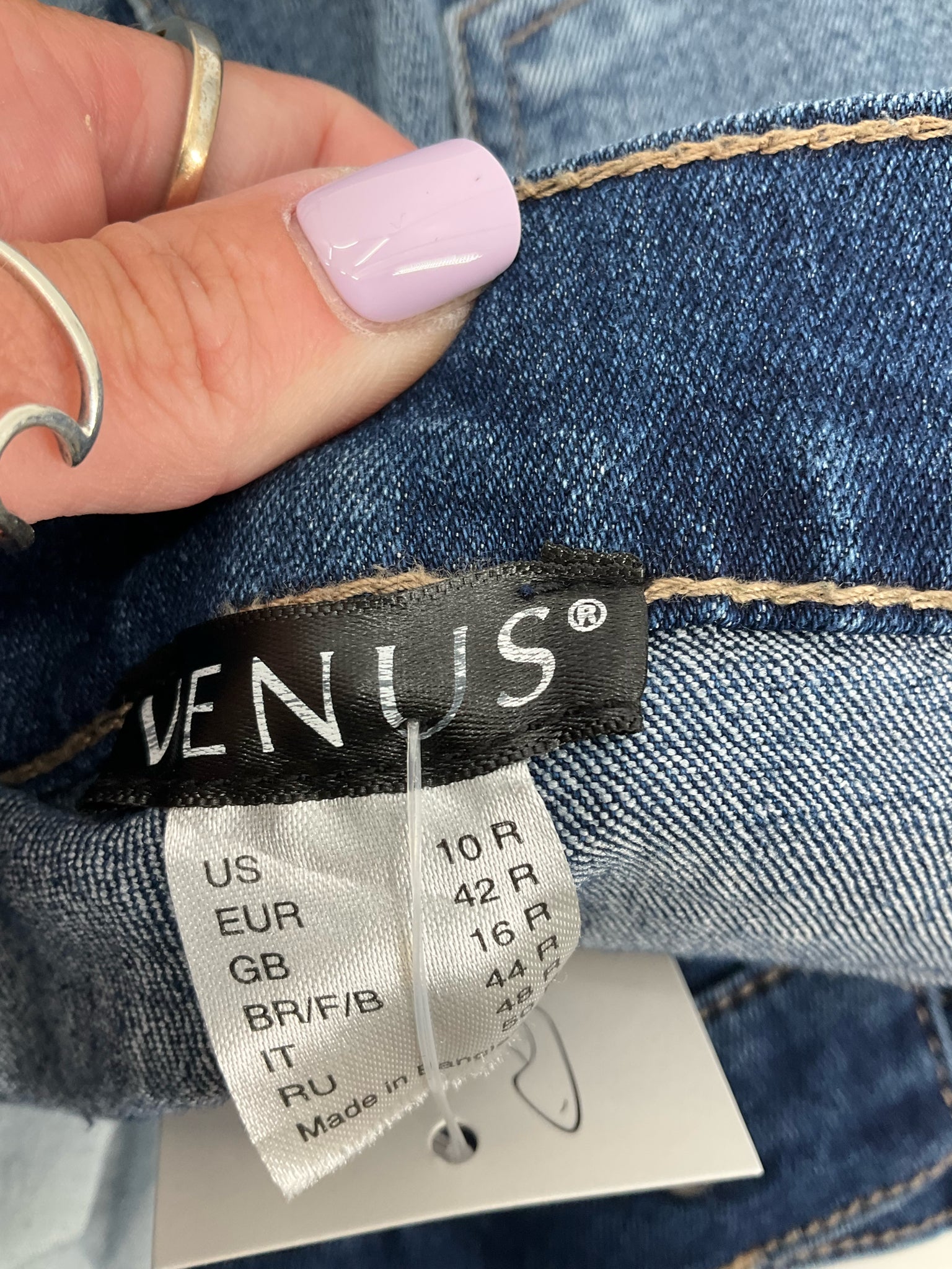 Venus Size 10 Blue Solid Pre-Owned Ladies Jeans