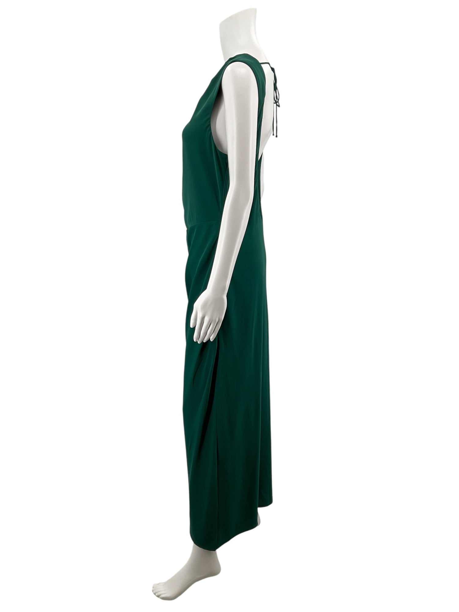 Abercrombie &amp; Fitch Bateau Neck Drama Back Maxi Dress Green Size Large