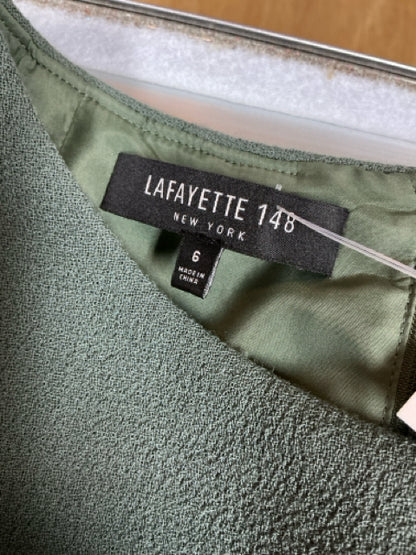Lafayette 148 New York Green Wool Crepe Pleated Midi Dress Size 6