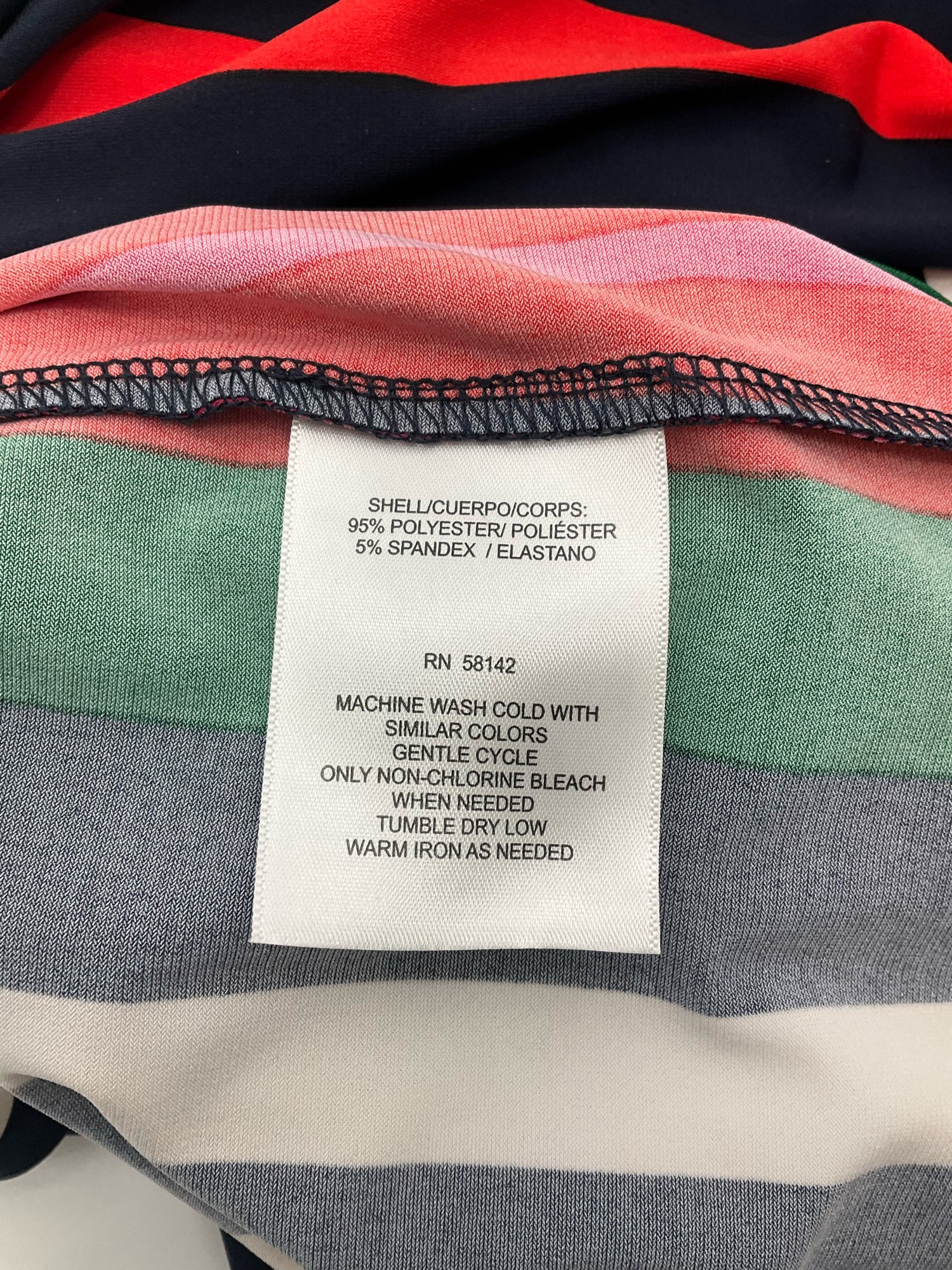 London Times orange/navy/green/white Long Sleeve Vertical Stripe Tie-Waist Dress Size 4 - Size 4
