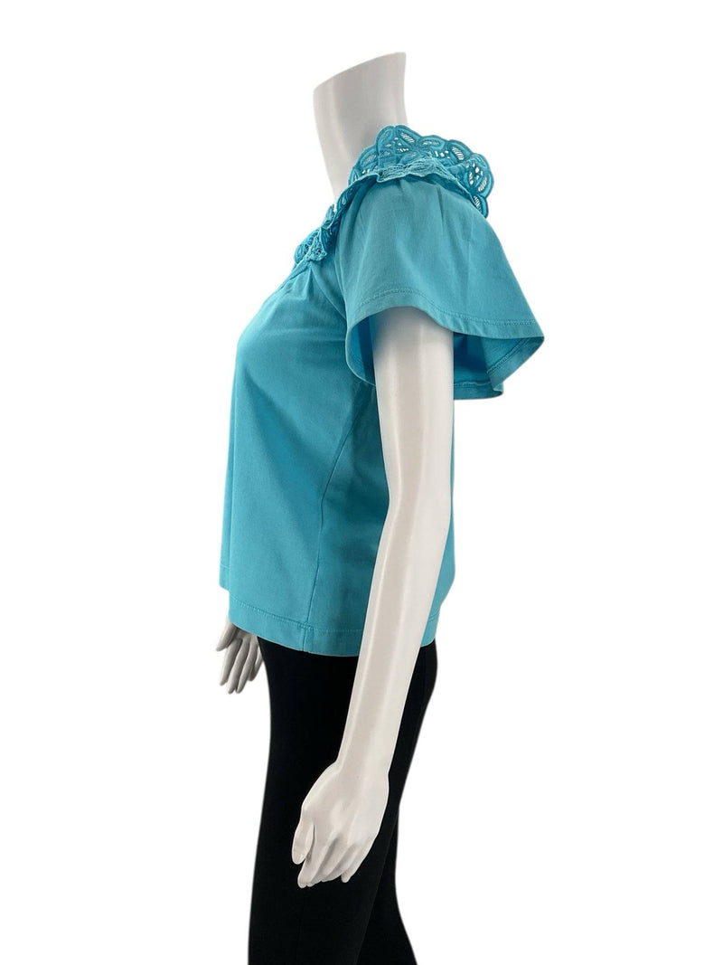 Pilcro Turquoise Lace Pre-Owned Ladies New with Tags Top - Size XS - Margaret’s Fine Consignment
