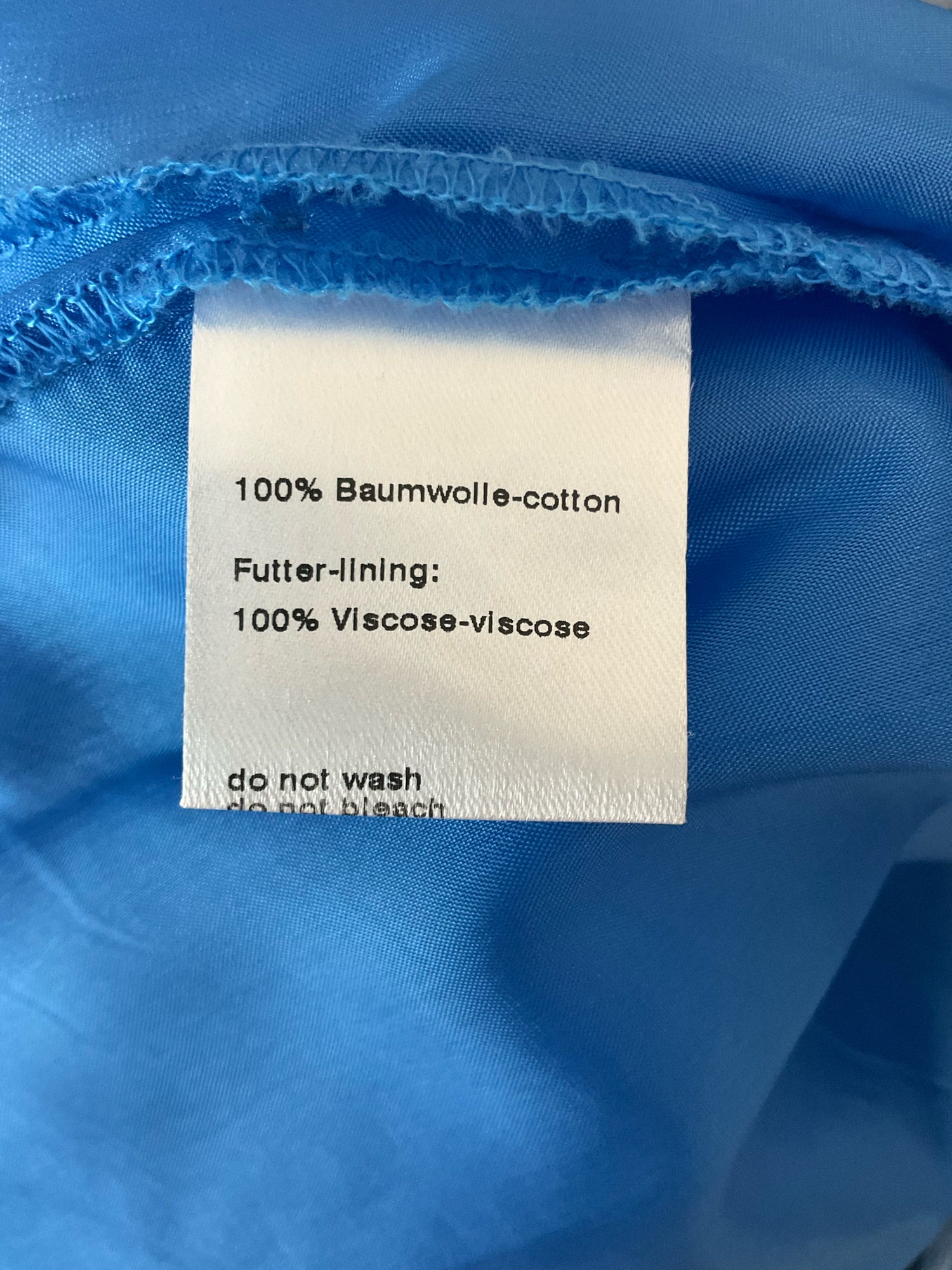 Akris punto Geometric Op Art Print Pleated A-Line Skirt Blue Black Cotton US 4