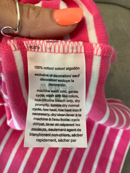Tommy Hilfiger Striped T-Shirt Dress Pink White Navy V-Neck Cotton Size Large
