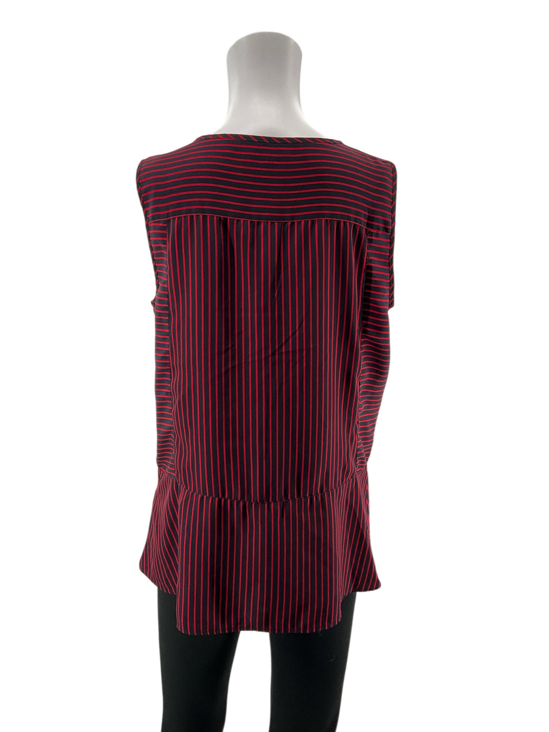 Tommy Hilfiger Navy &amp; Red Striped Sleeveless Peplum Tunic Top Size Medium - ONLINE ONLY