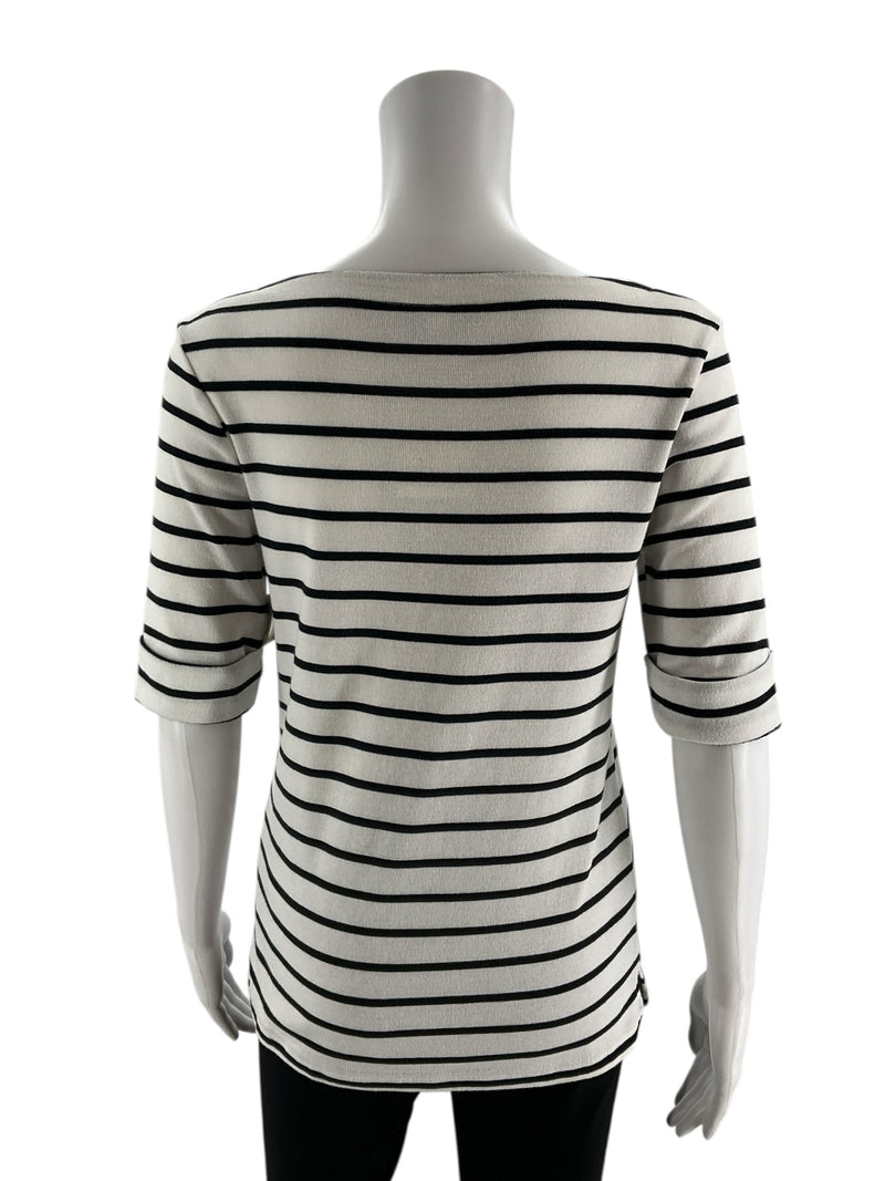 Hillard & Hanson White/Black Stripe Pre-Owned Top - Size Small