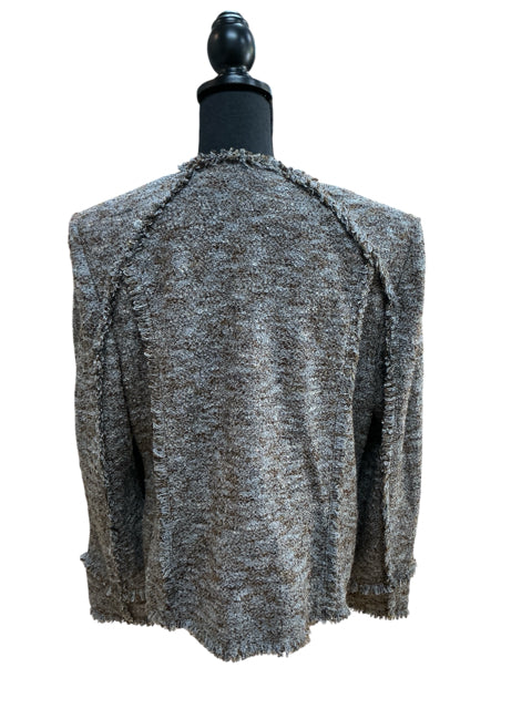 St. John Collection Margherita Bouclé Fringe Trim Jacket Size 10