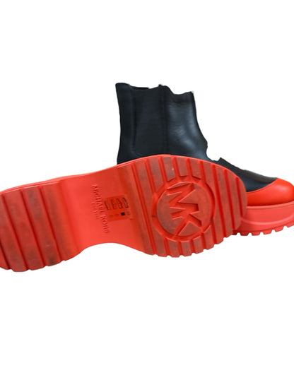 Michael Kors Ridley Chelsea Platform Lug Sole Boots Black Red Size 7