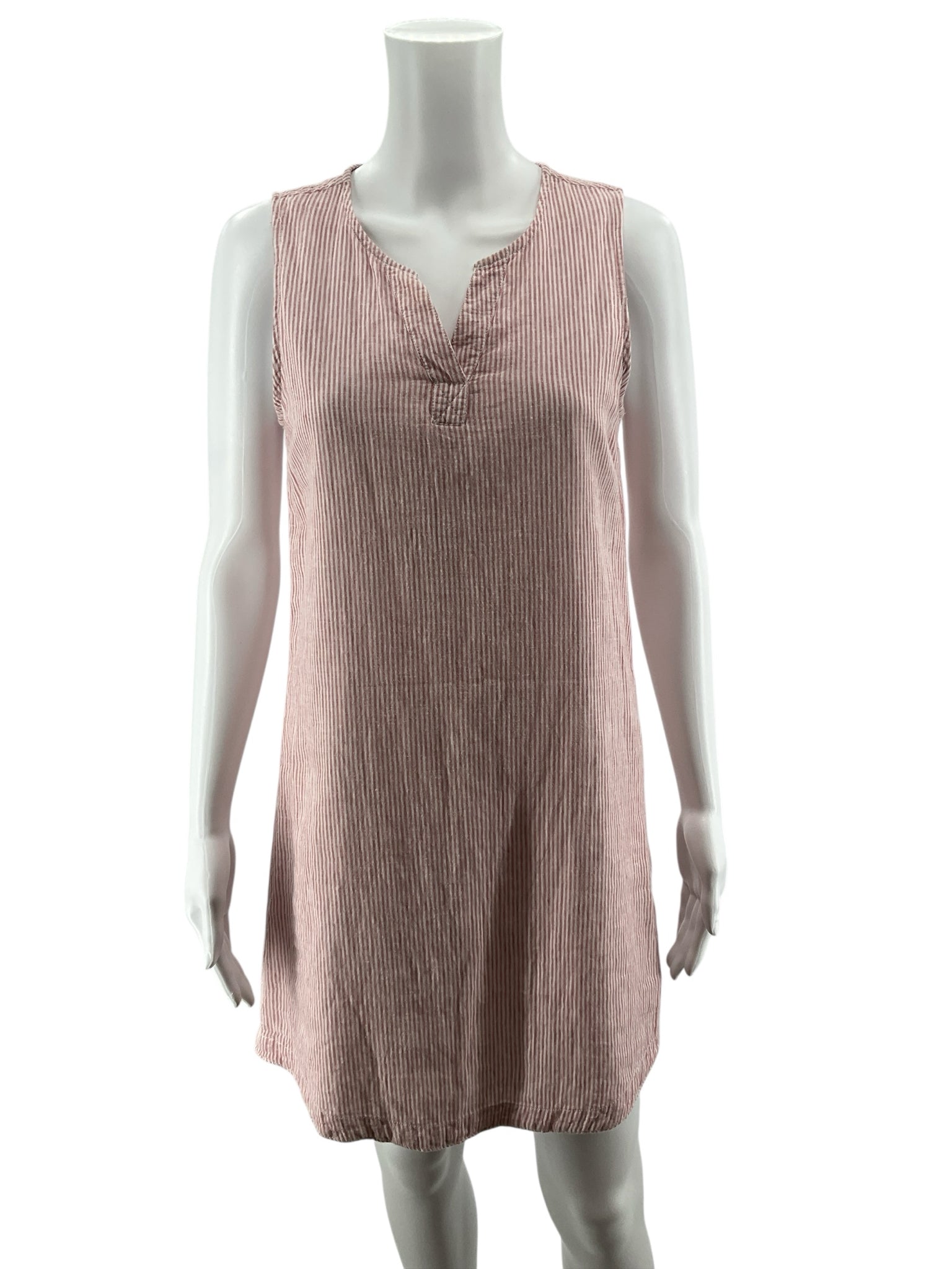 beachlunchlounge Linen Blend Striped Shift Dress Pink White Size XS