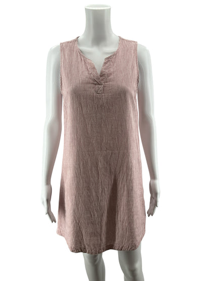 beachlunchlounge Linen Blend Striped Shift Dress Pink White Size XS