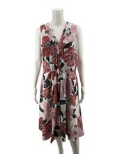 Ann Taylor Factory white/pink/black A-Line Ann Taylor White/Pink/Black Floral Pre-Owned Ladies Dress - Size 10 - Size 10