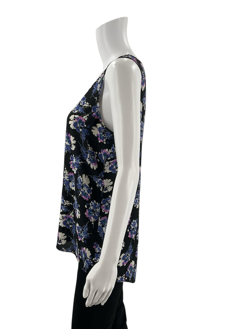 Express Black/Purple Floral Pre-Owned Ladies Top - Size Medium