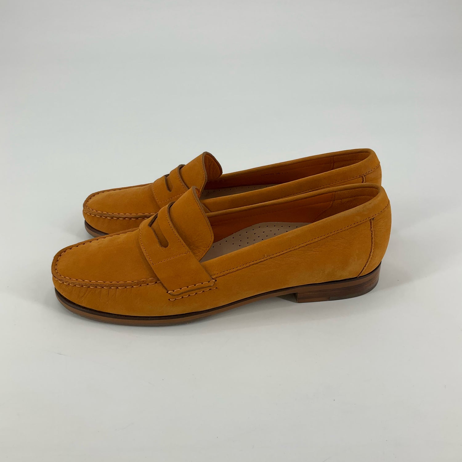 Cole Haan Pinch Penny Suede Loafers Womens Size 9 Mustard Tan