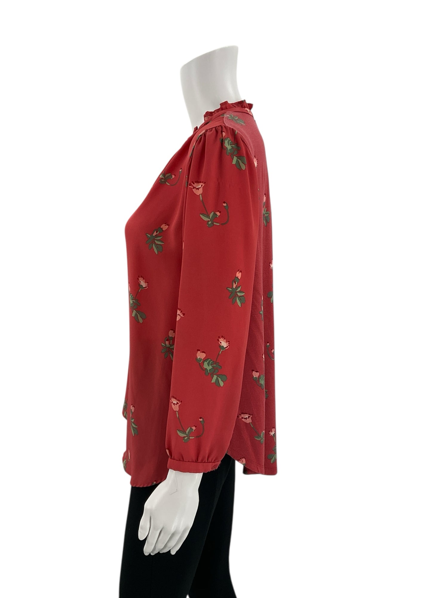 Loft Red Floral Ladies Pre-Owned Blouse - Size Small - Margaret’s Fine Consignment
