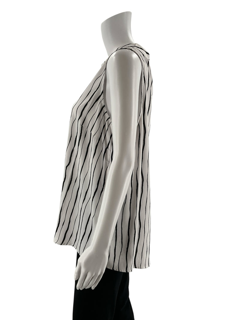 Mud Pie White/Black Stripe Pre-Owned Ladies Top - Size Large