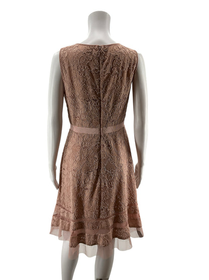 BCBGMAXAZRIAB Blush Pink Tiered Floral Lace A-Line Dress | Size 4