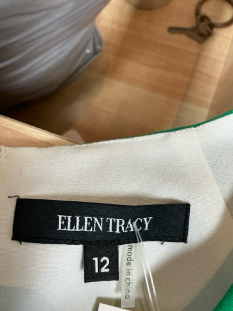 Ellen Tracy Green Solid Pre-Owned Ladies Dress - Size 12