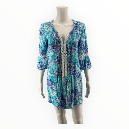 Lilly Pulitzer Nele Tunic Top Blue Ibiza Gimme Some Mo Print Size XS