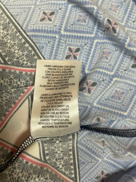 Donna Morgan Navy/white/pink Shift Mosaic Medallion Print Shift Dress Size 4 - Size 4