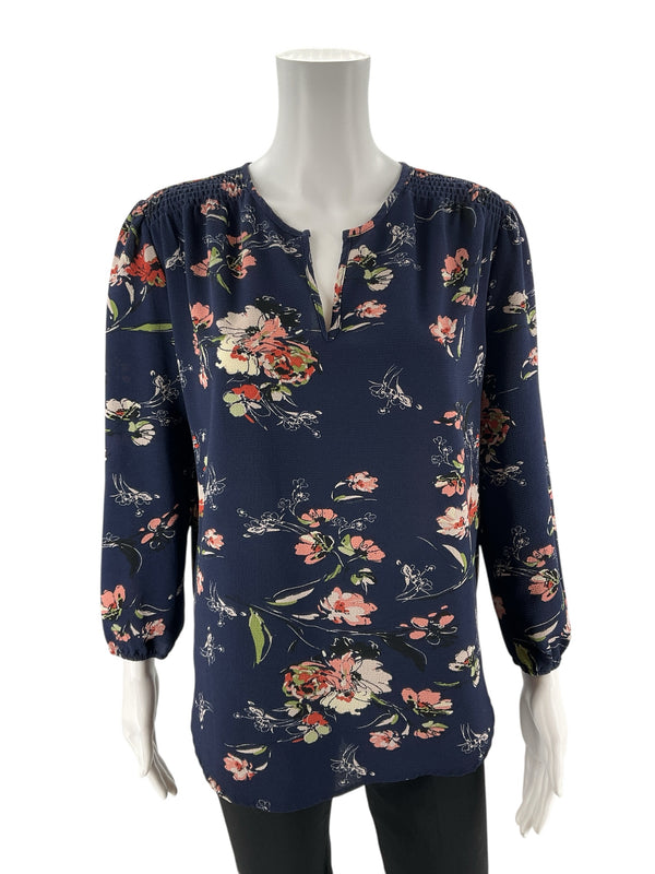 fun2fun Navy Floral Pre-Owned Ladies Top - Size Medium