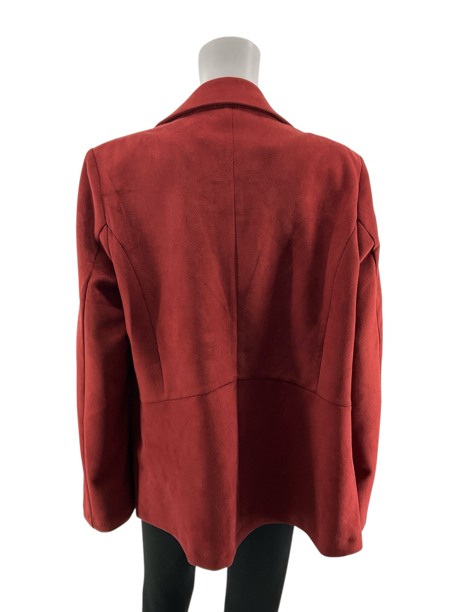 Nanette Lepore Maroon Open Front Zip Pocket Blazer Jacket Size Large