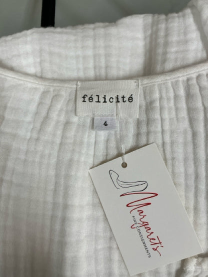 Félicité White Textured Cotton Gauze Midi Dress Size 4 - ONLINE ONLY