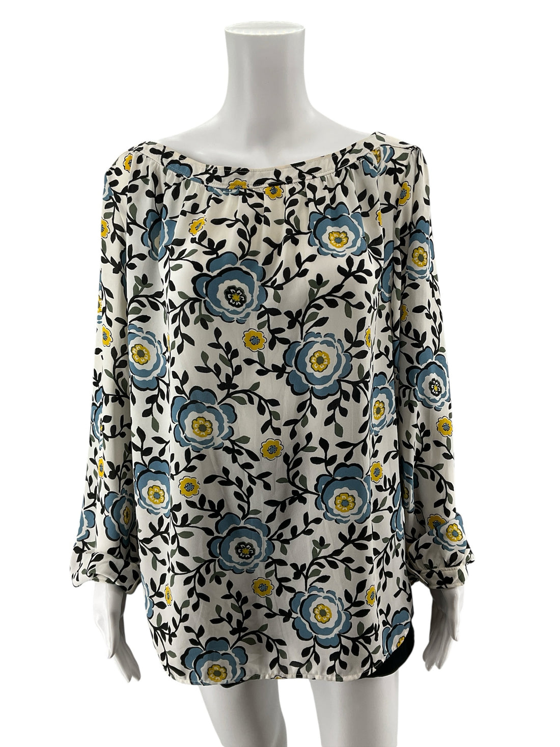 LOFT Outlet Floral Boatneck Blouson Sleeve Blouse | Size XL