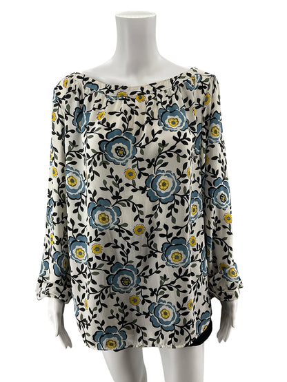 LOFT Outlet Floral Boatneck Blouson Sleeve Blouse | Size XL