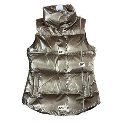 Athleta Downtown Puffer Vest Antiqued Bronze Funnel Neck Size Medium