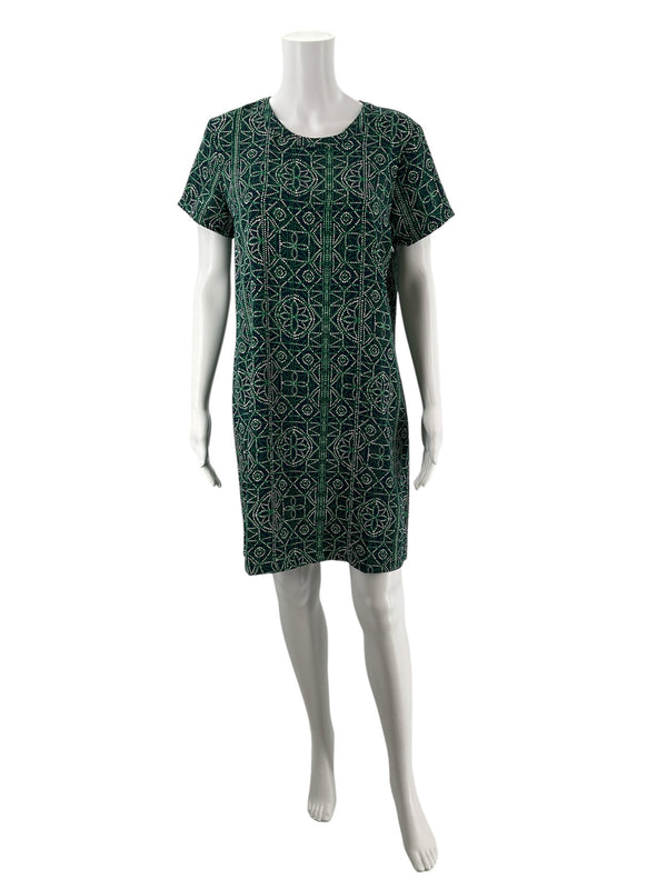 Adrienne Vittadin Green/Navy Print Pre-Owned Ladies Dress - Size 8