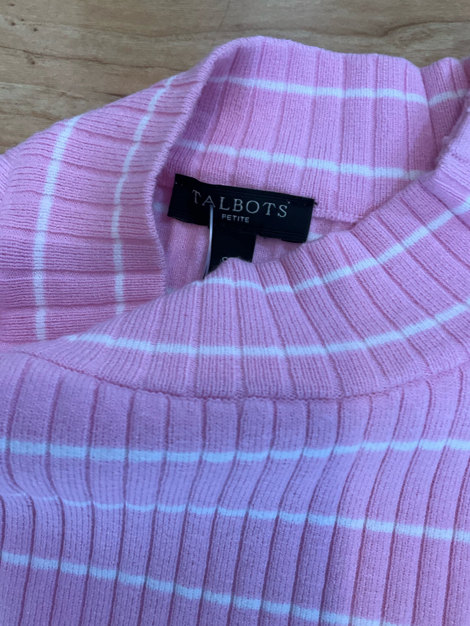 Talbots Striped Mock Neck Button Shoulder Sweater Tank Top | Size Small Petite