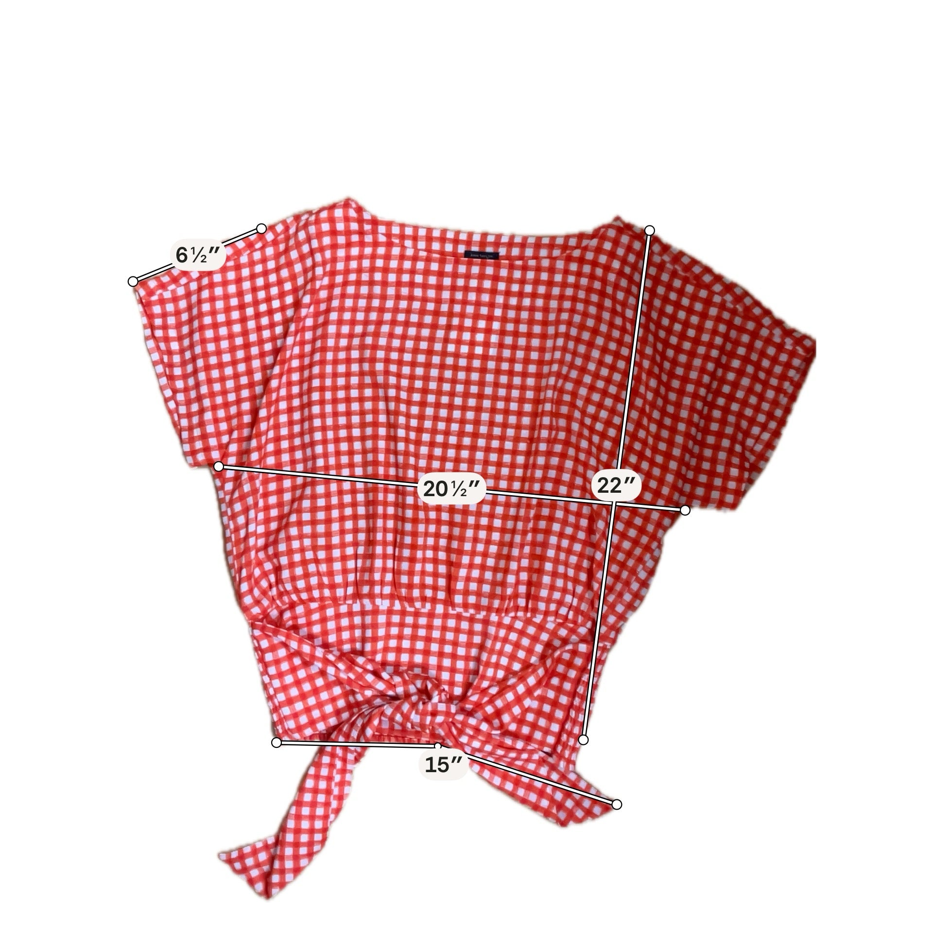 Ann Taylor Orange/White Casual Top - Downstairs Size M Orange/White Checkered Pre-Owned Casual Top - Downstairs - Size M