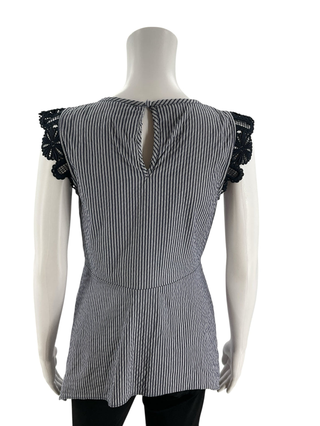 Cabi Blue/White Striped Sleeveless Pre-Owned Ladies Top - Size XS - Margaret’s Fine Consignment